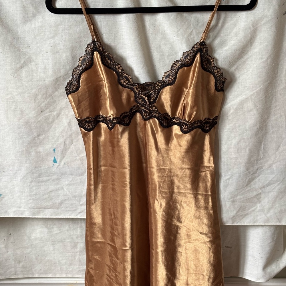 La Vie En Rose gold mini slip dress